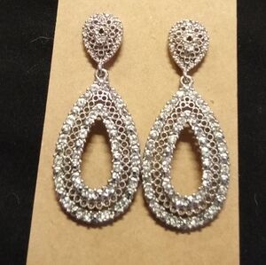 Elegant Silver Teardrop Vintage Post Earrings